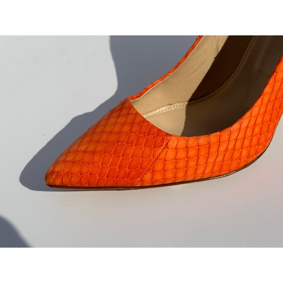 J. Crew Collection Orange Matte Python Heels Pumps Size 7 $378 Italy 90715 New - Picture 12 of 16